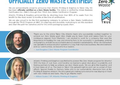 Printing & Graphics Zero Waste Certification